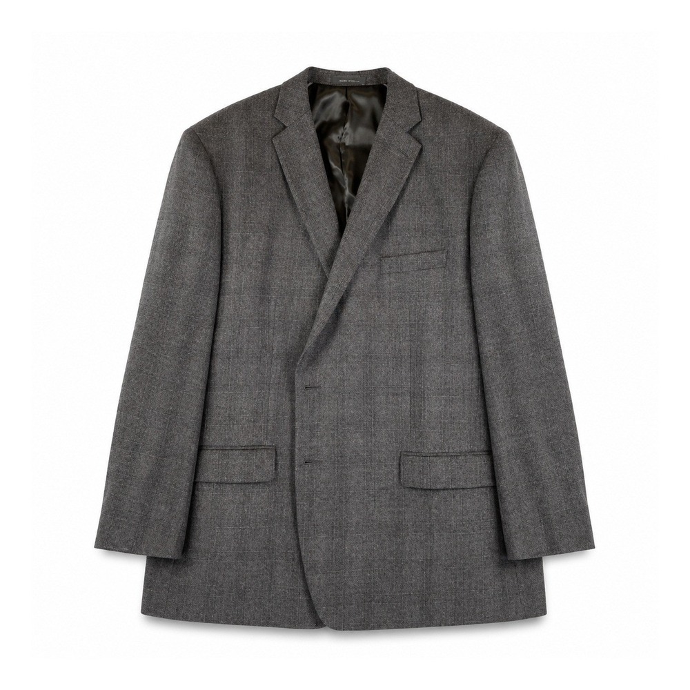 Calvin Klein Mens 50R Grey Glen Plaid 100% Wool 2-Button Blazer Sport Coat 50 R